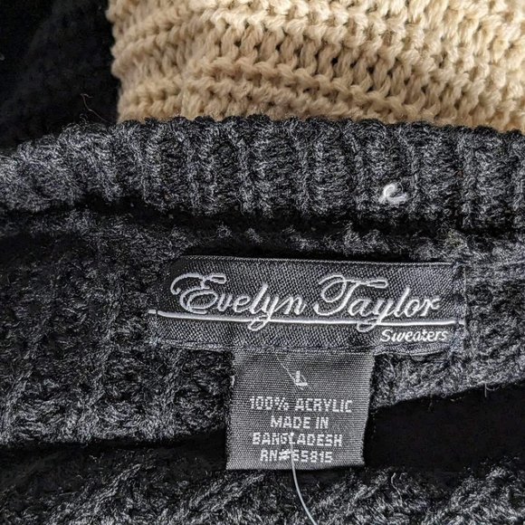 NWT Evelyn Taylor | Black & Mustard Color Block Sweater - L - Picture 2 of 3